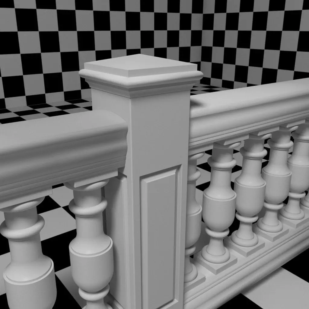 Exterior Railing - White Vinyl - Style 14 3D model_0