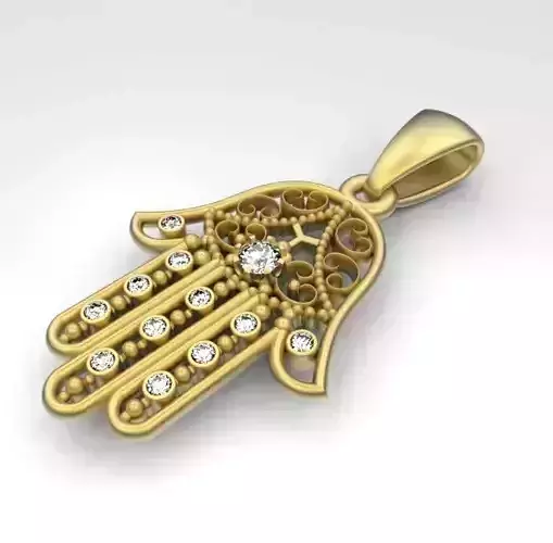 Hamsa pendant gold with diamonds