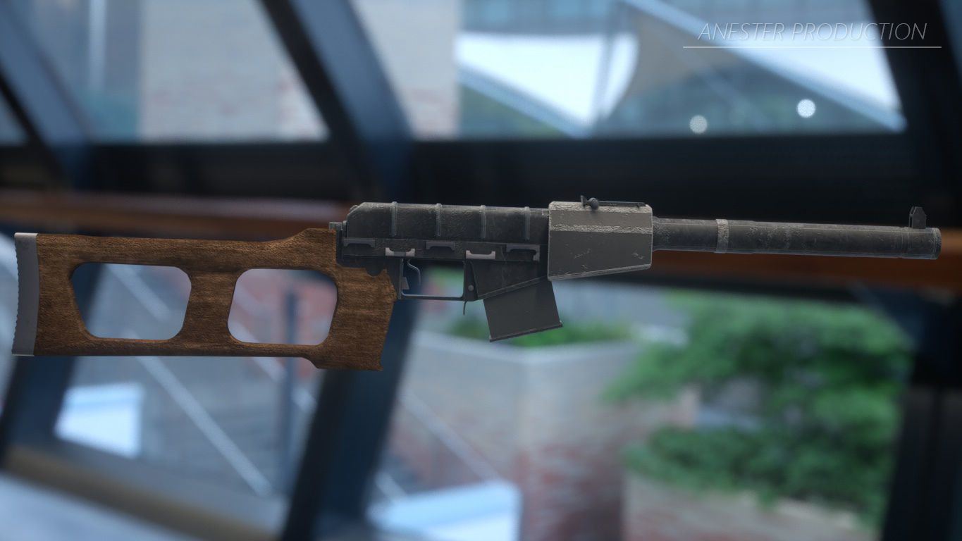 VSS Vintorez - AS-VAL - Sniper Rifle - Russian Army Low-poly 3D model_7