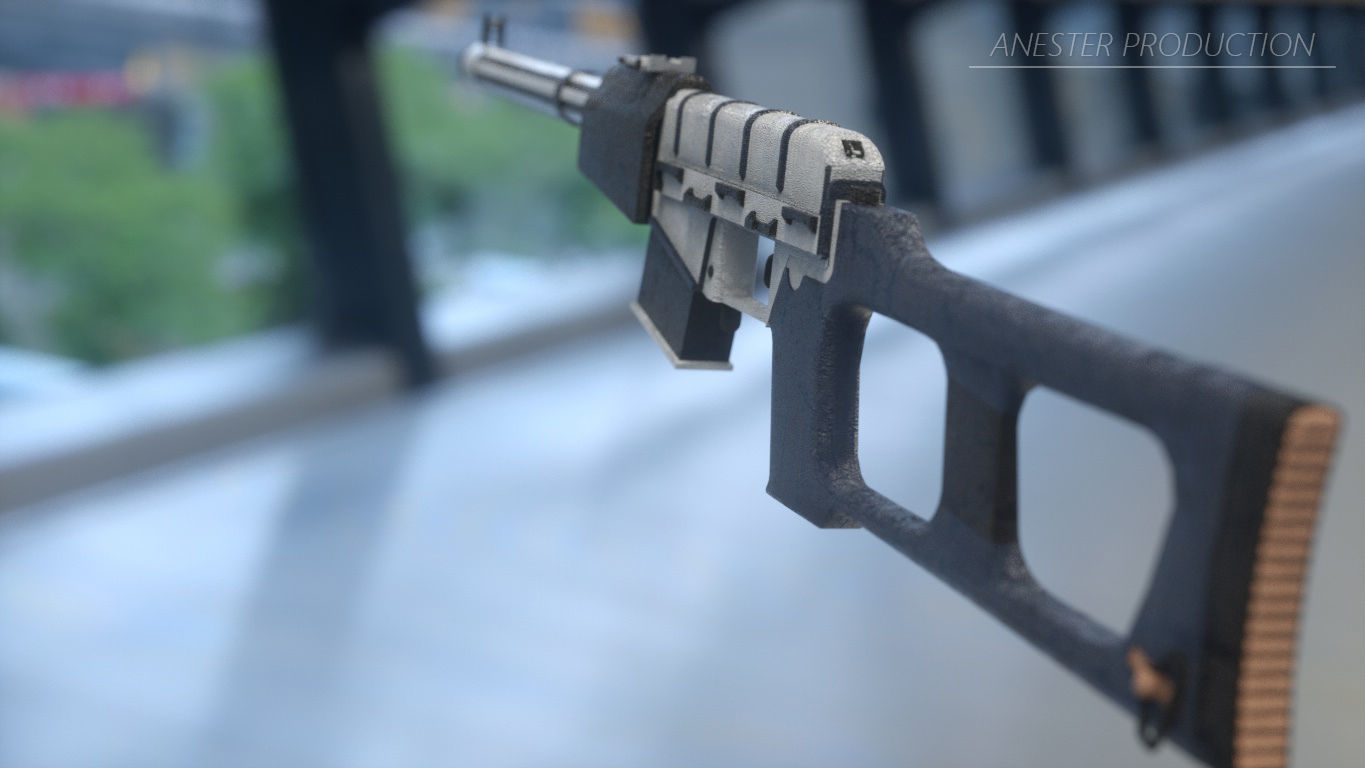 VSS Vintorez - AS-VAL - Sniper Rifle - Russian Army Low-poly 3D model_3