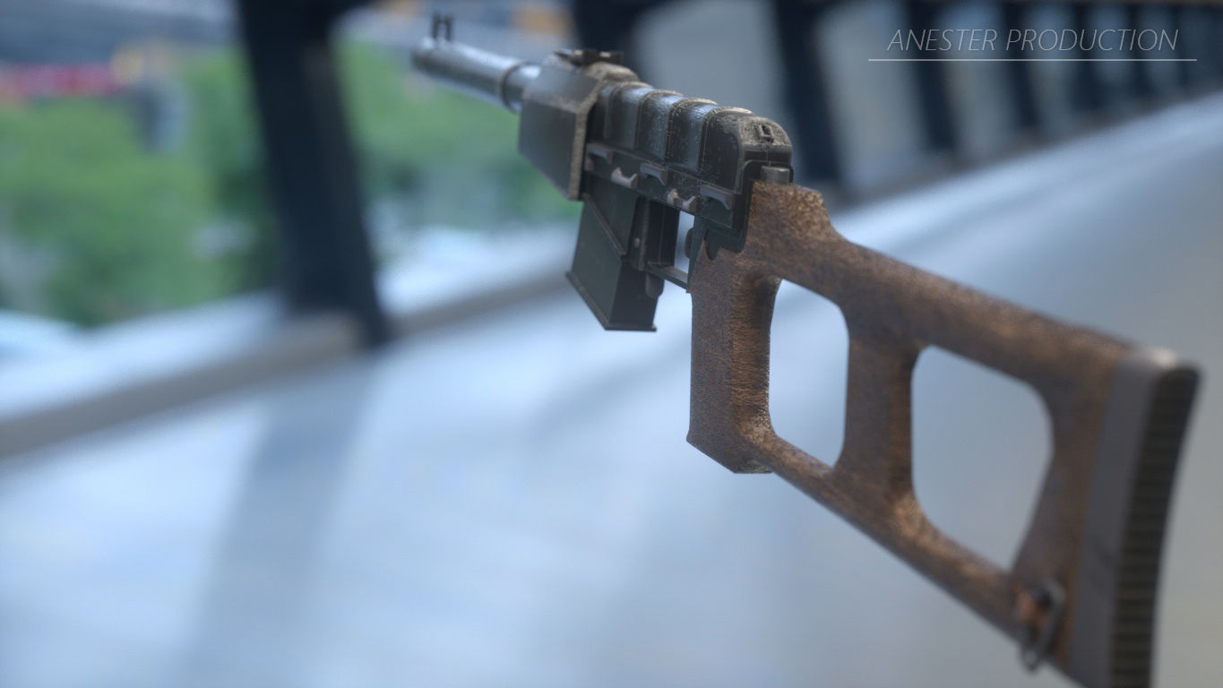 VSS Vintorez - AS-VAL - Sniper Rifle - Russian Army Low-poly 3D model_2