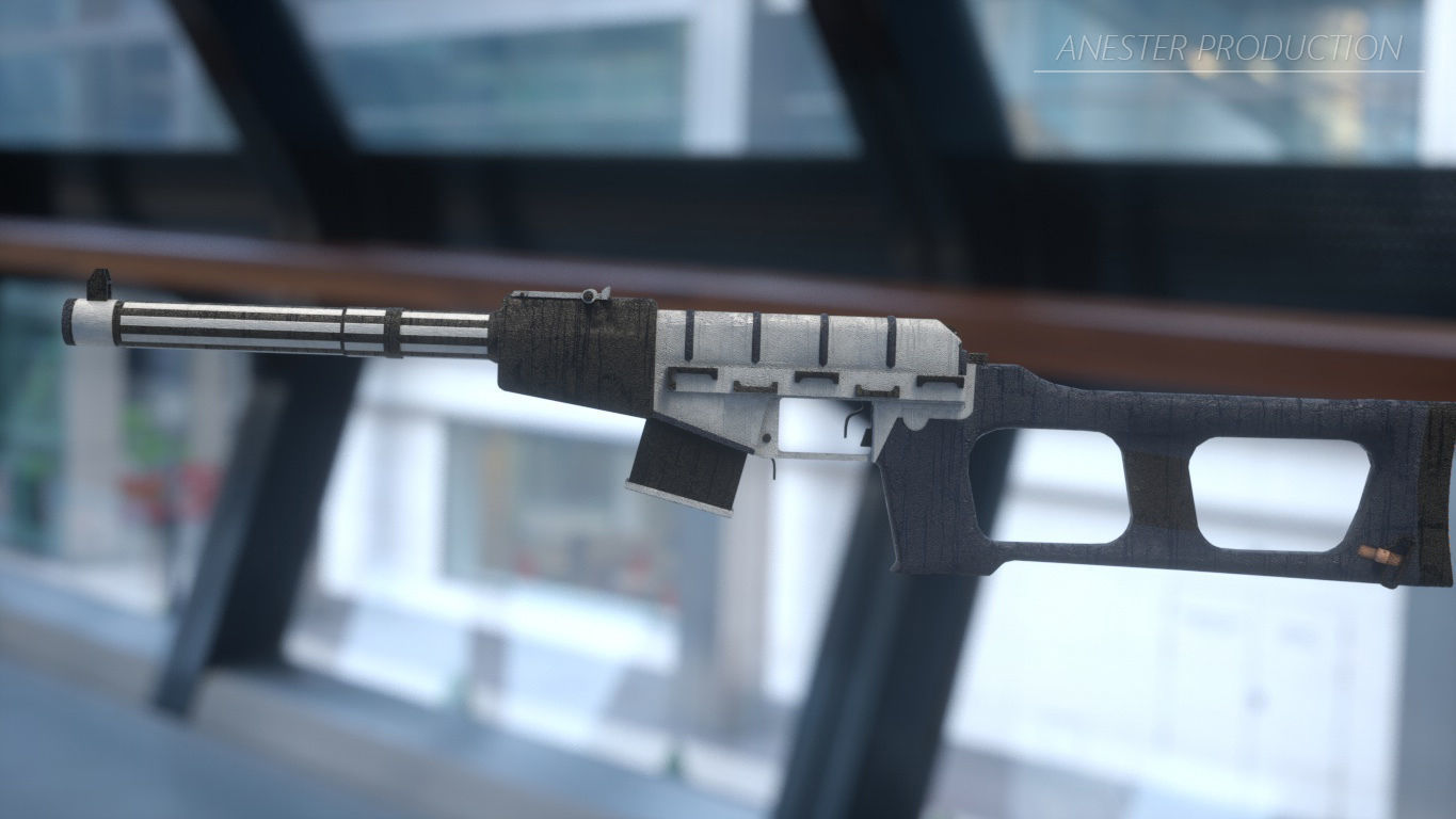 VSS Vintorez - AS-VAL - Sniper Rifle - Russian Army Low-poly 3D model_5