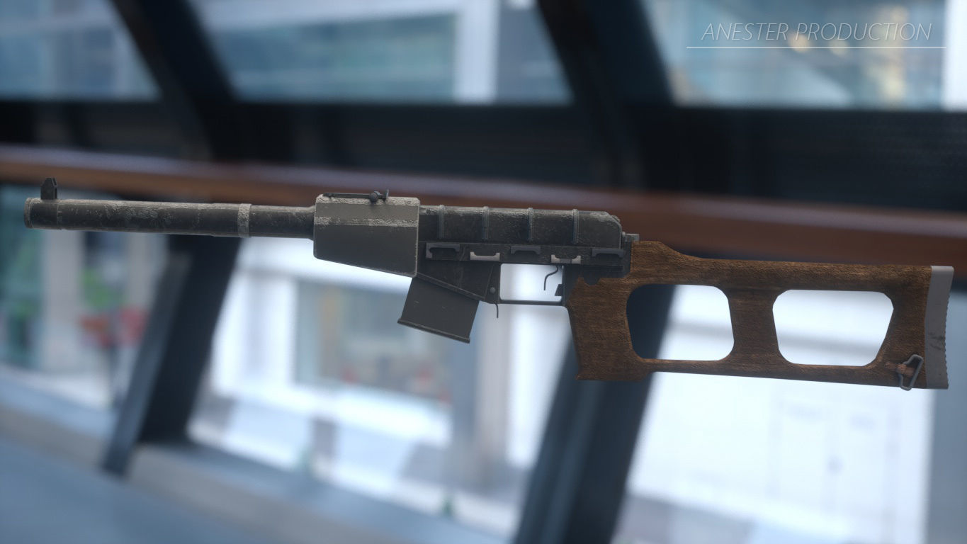 VSS Vintorez - AS-VAL - Sniper Rifle - Russian Army Low-poly 3D model_4