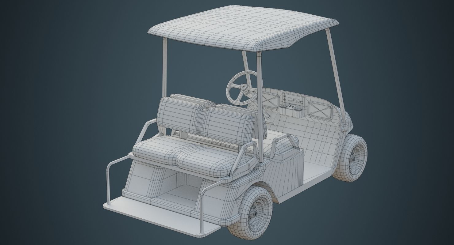 Golf Cart 1 Untextured 3D model_10