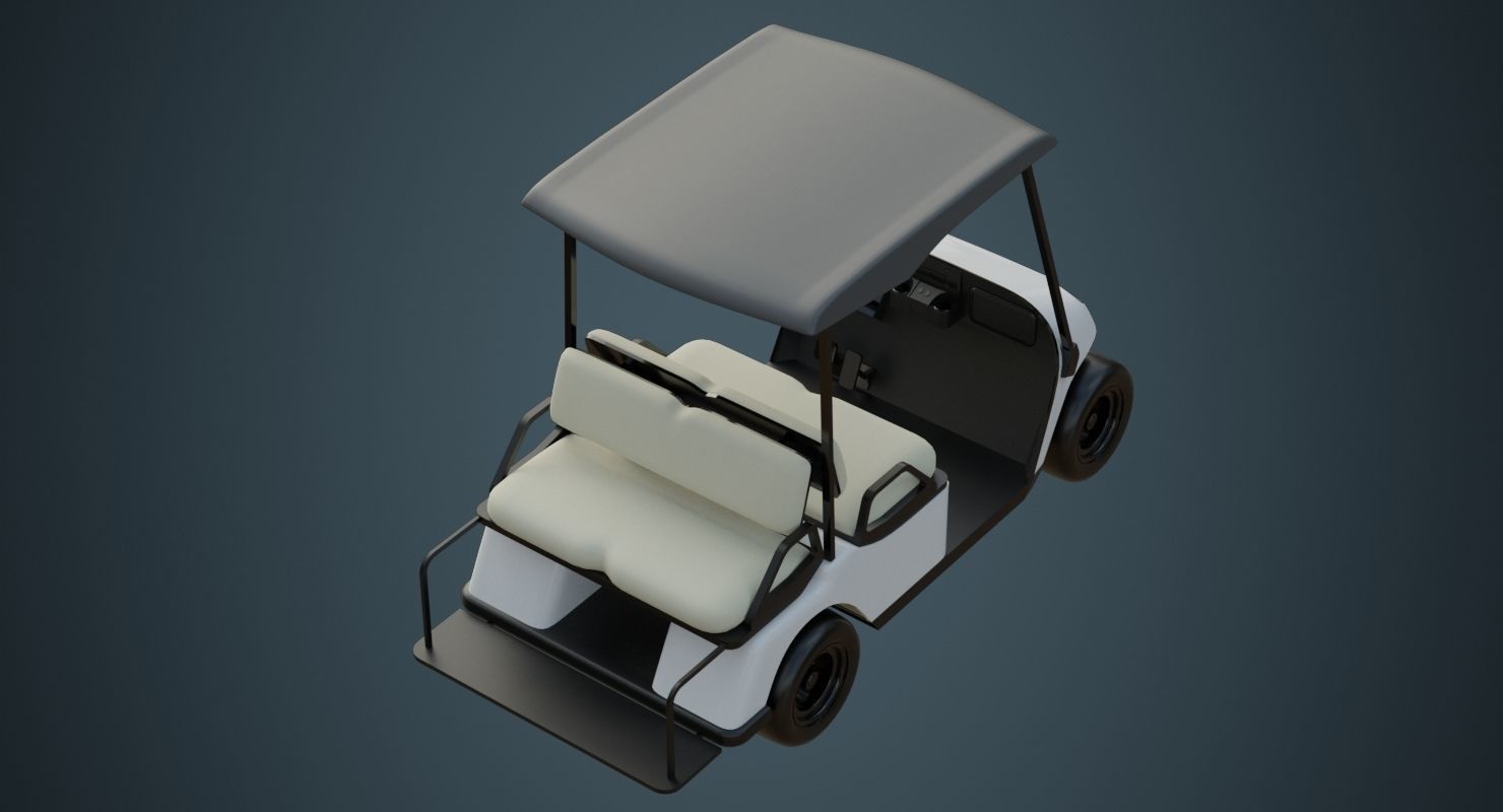Golf Cart 1 Untextured 3D model_2