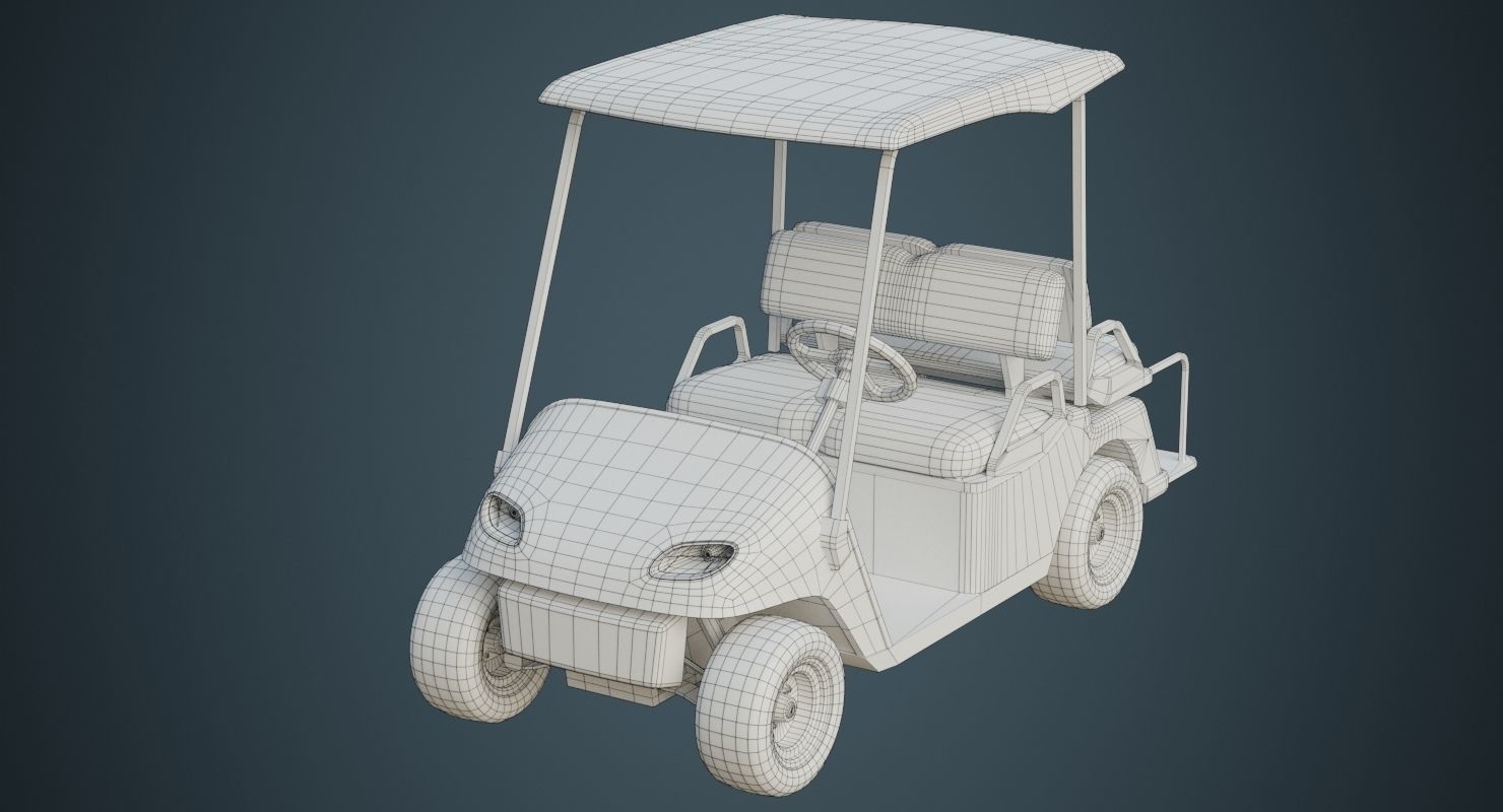 Golf Cart 1 Untextured 3D model_9