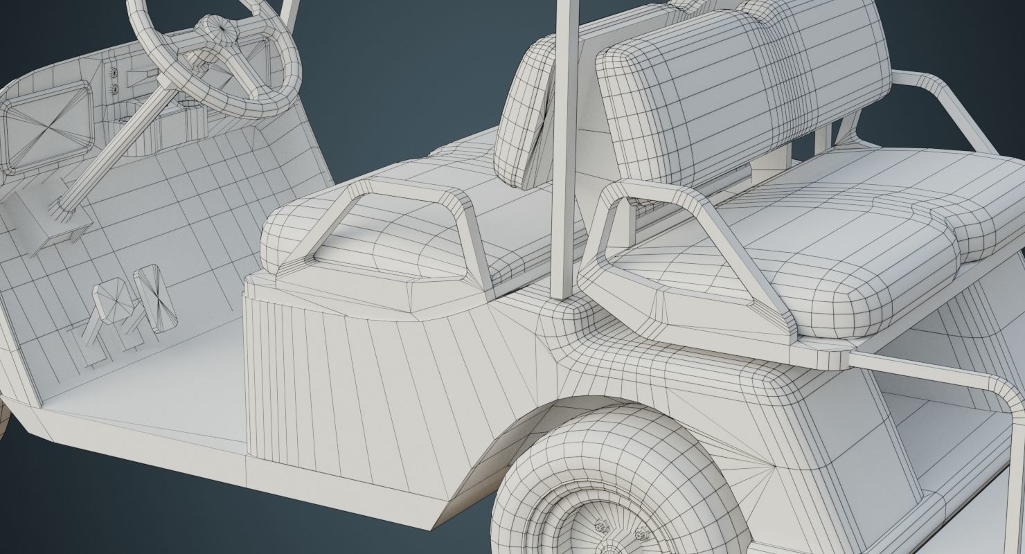 Golf Cart 1 Untextured 3D model_12