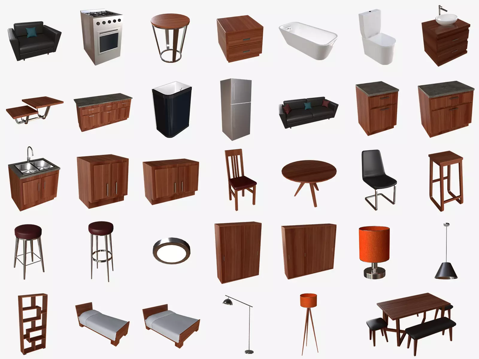 Lowploy Interior pack 3D model_0