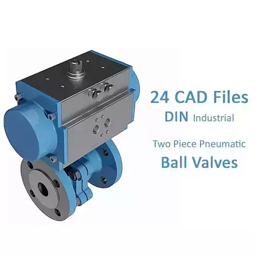 Two Piece Pneumatic Ball Valves - DIN Flanged Ends - 