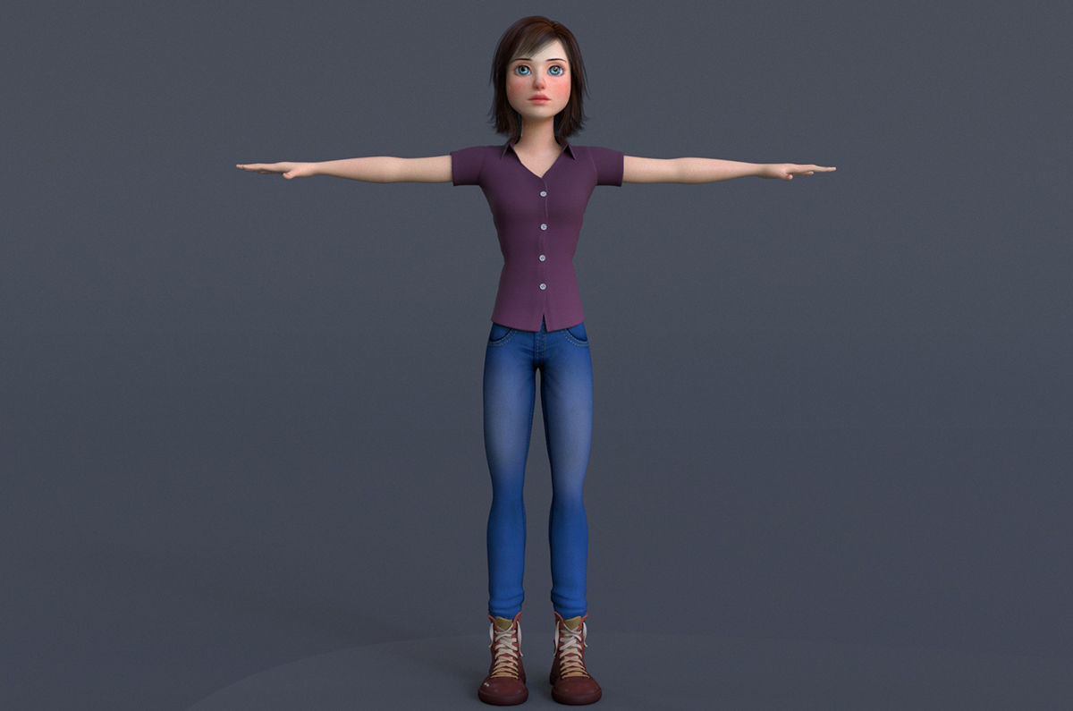 Jasmin Cartoon Girl  3D model_6