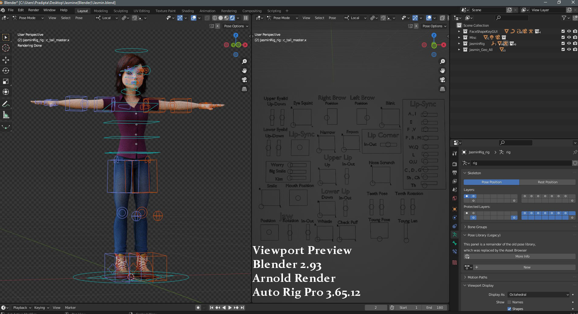 Jasmin Cartoon Girl  3D model_38