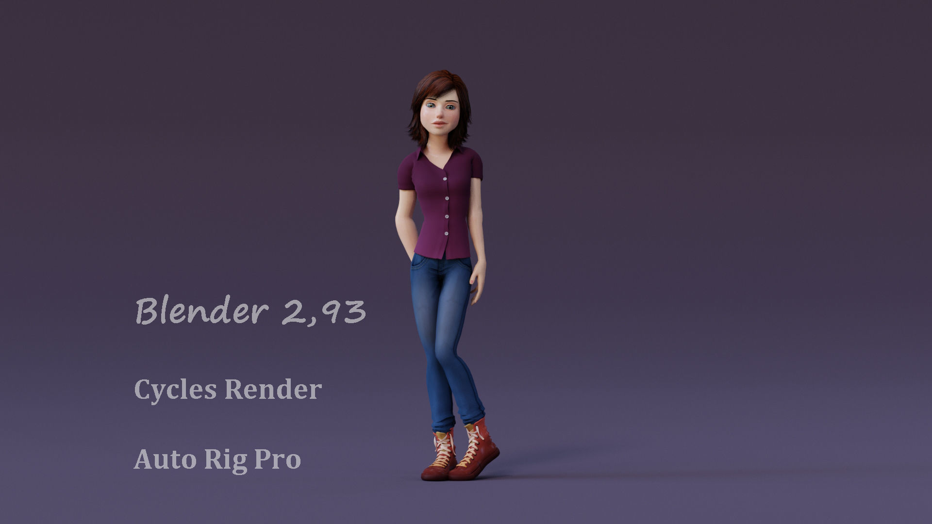 Jasmin Cartoon Girl  3D model_12