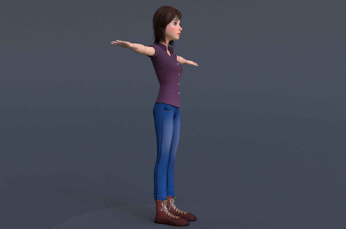 Jasmin Cartoon Girl  3D model_7