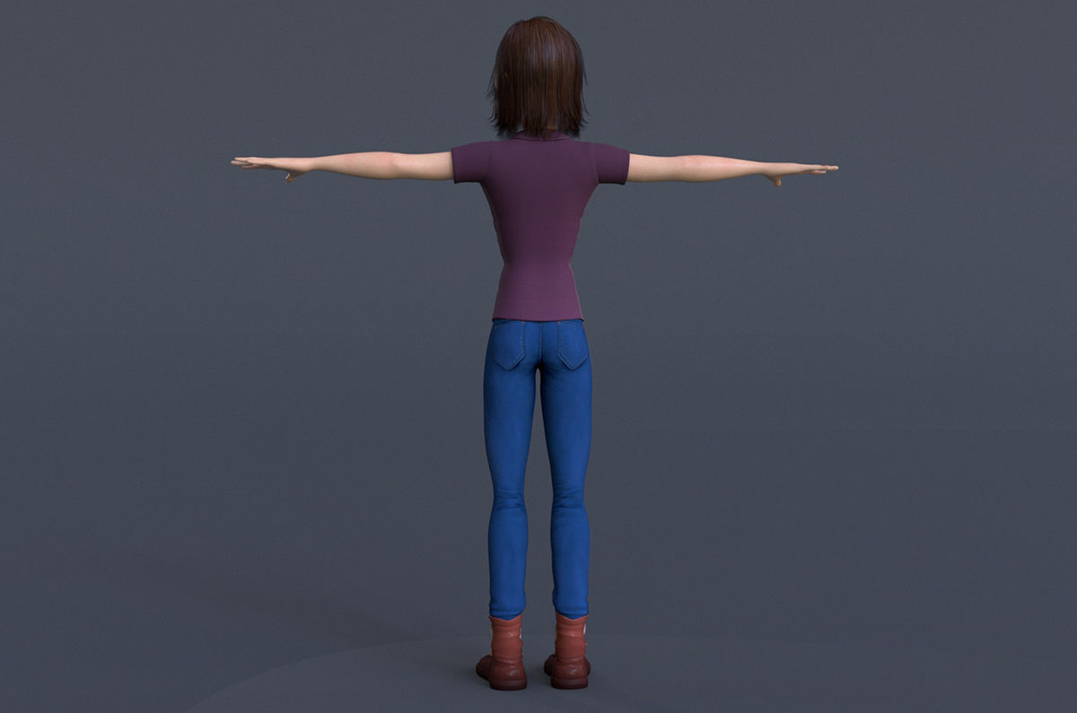 Jasmin Cartoon Girl  3D model_8