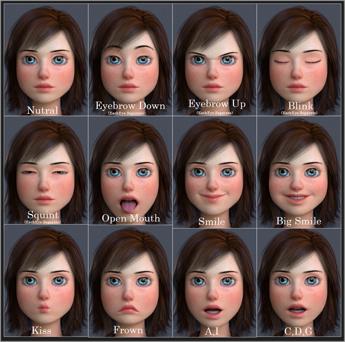 Jasmin Cartoon Girl  3D model_28
