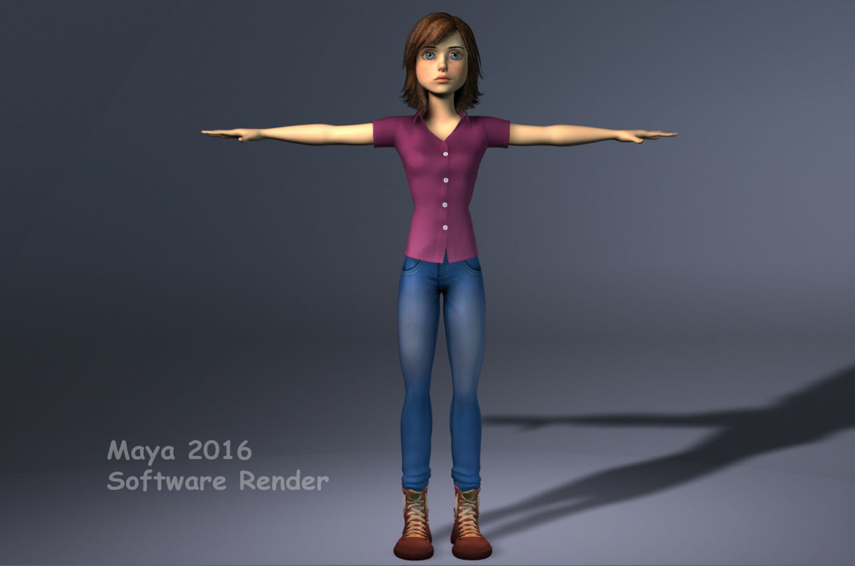 Jasmin Cartoon Girl  3D model_17