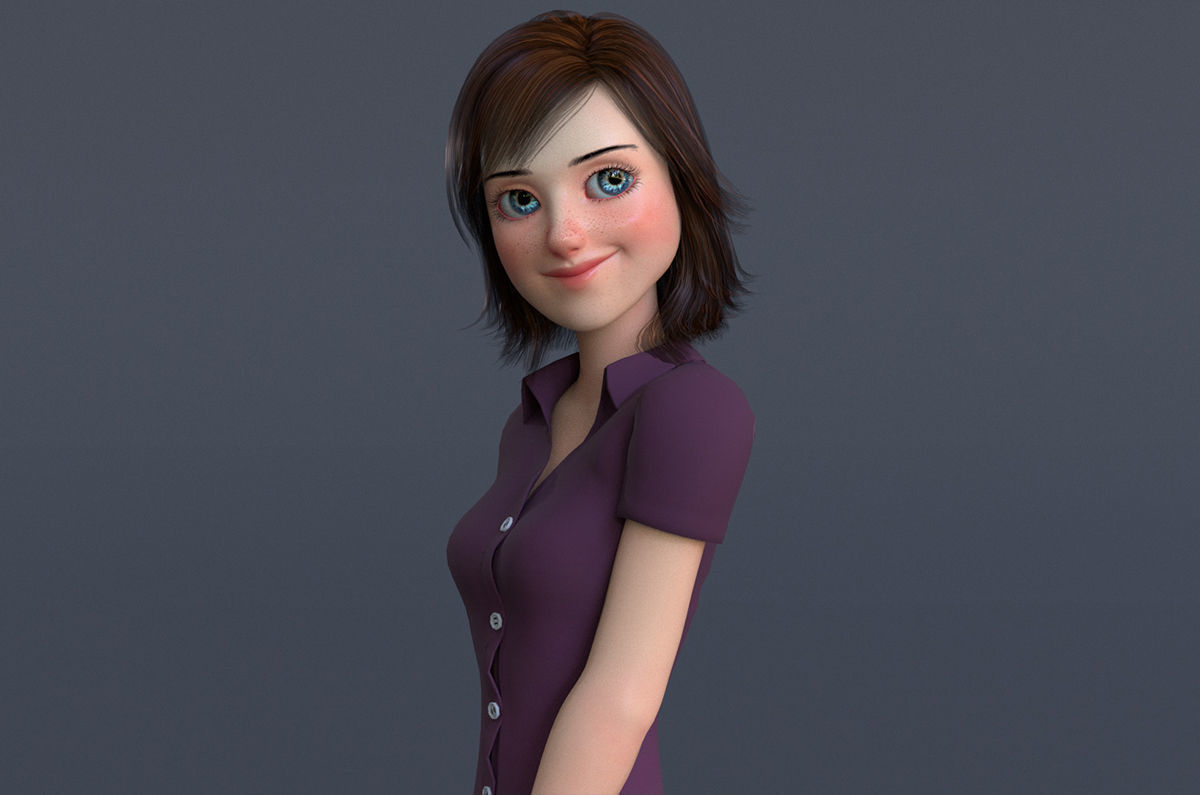 Jasmin Cartoon Girl  3D model_4