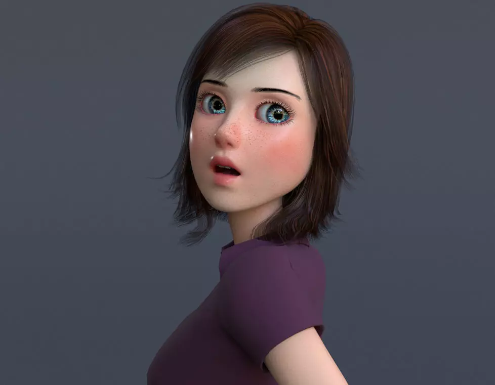 Jasmin Cartoon Girl  3D model_0