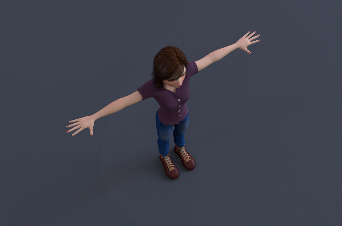 Jasmin Cartoon Girl  3D model_10