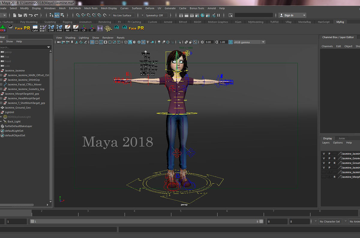 Jasmin Cartoon Girl  3D model_35