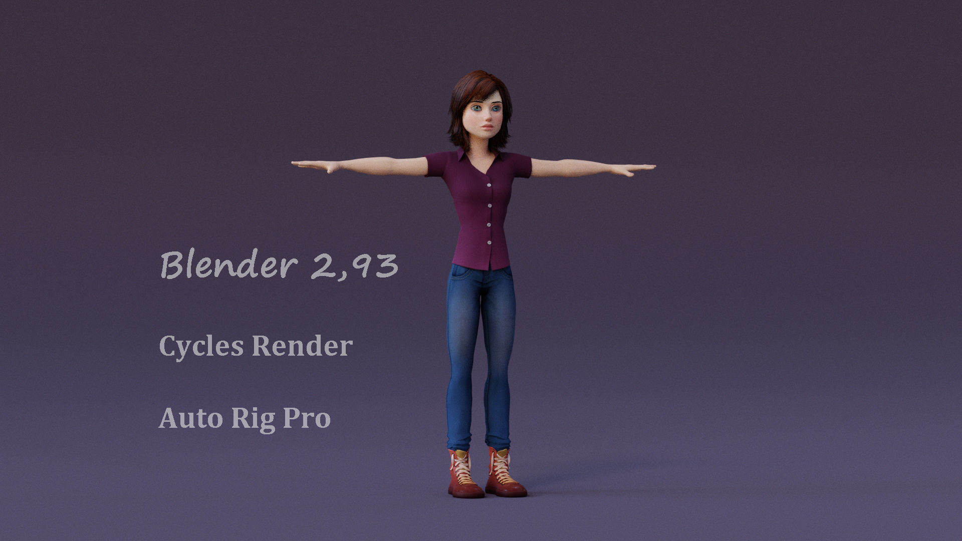 Jasmin Cartoon Girl  3D model_13