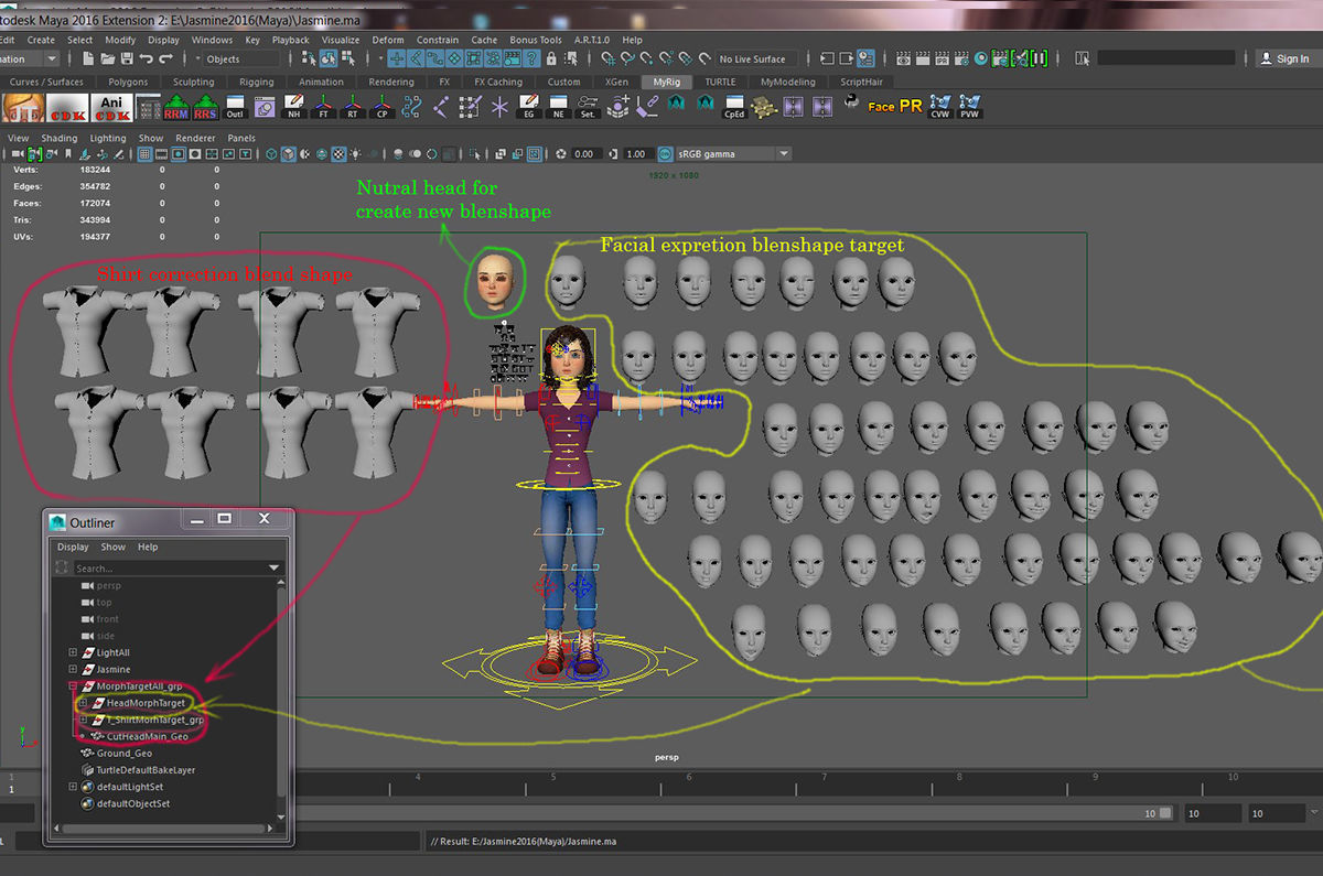 Jasmin Cartoon Girl  3D model_37