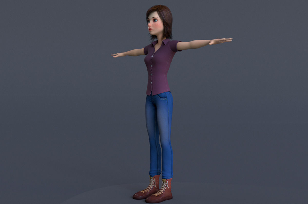 Jasmin Cartoon Girl  3D model_9