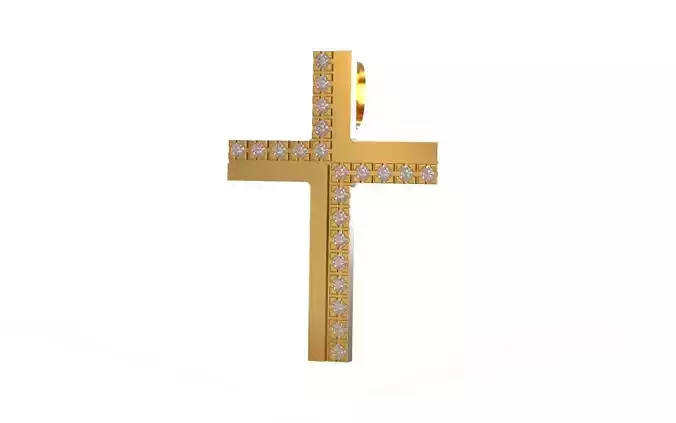 Cross gold pendant with diamonds
