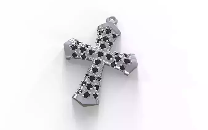 cross houndstooth pendant
