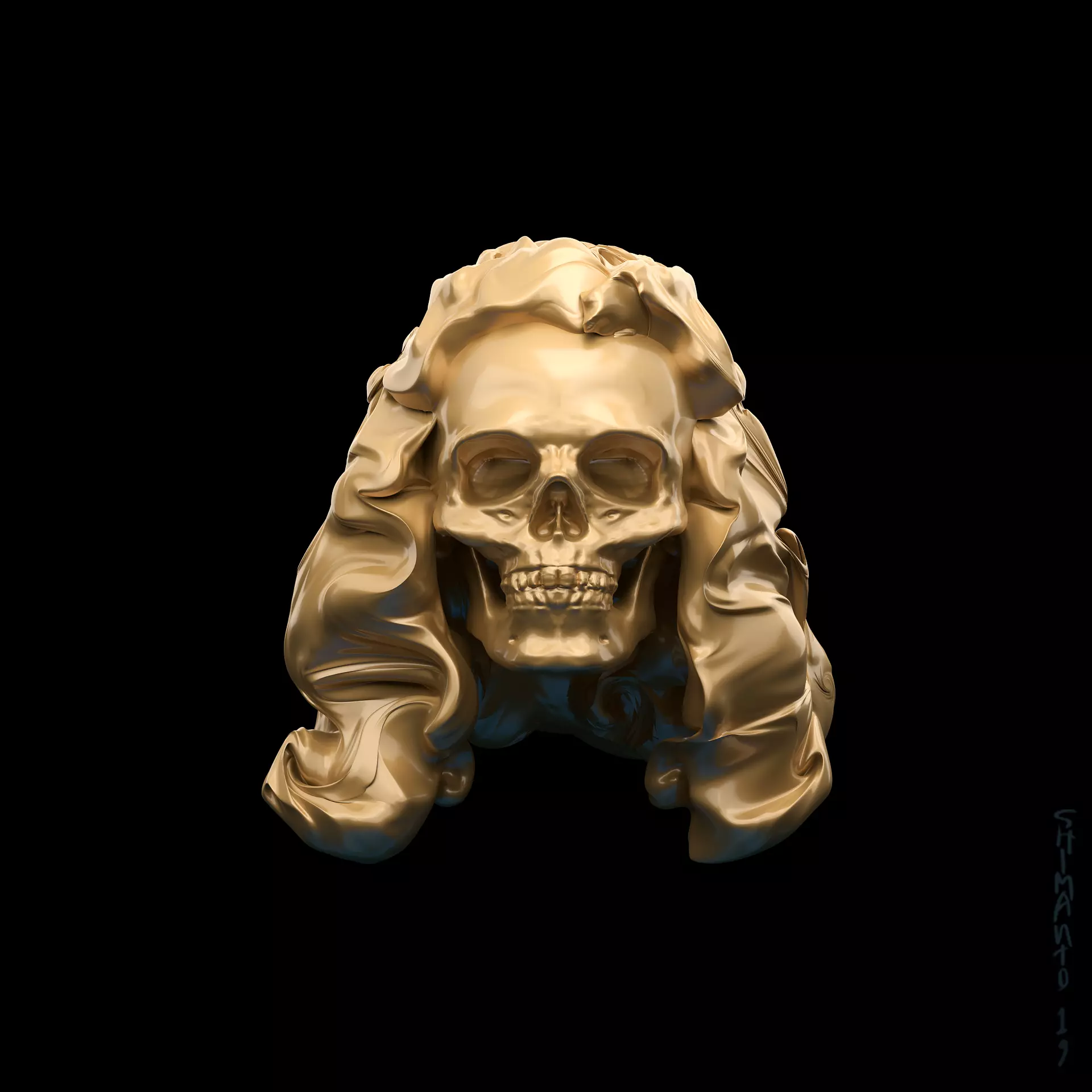 Hairy Skull sculpted model 3D model_0