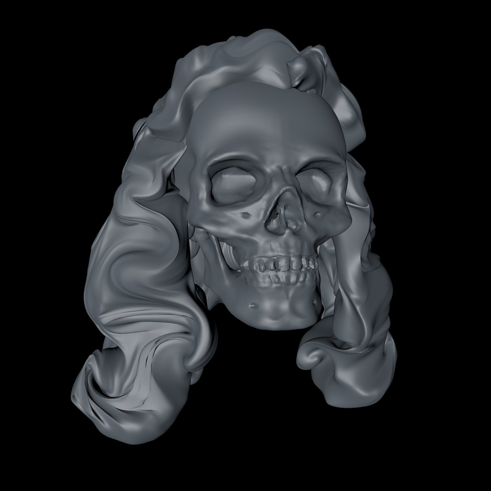 Hairy Skull sculpted model 3D model_1