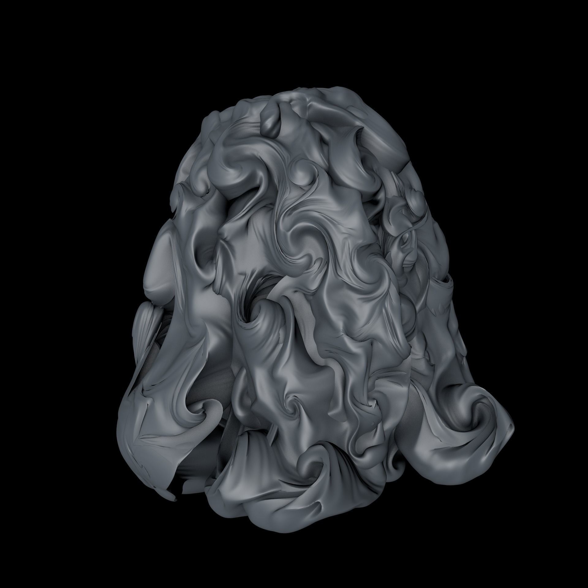 Hairy Skull sculpted model 3D model_5