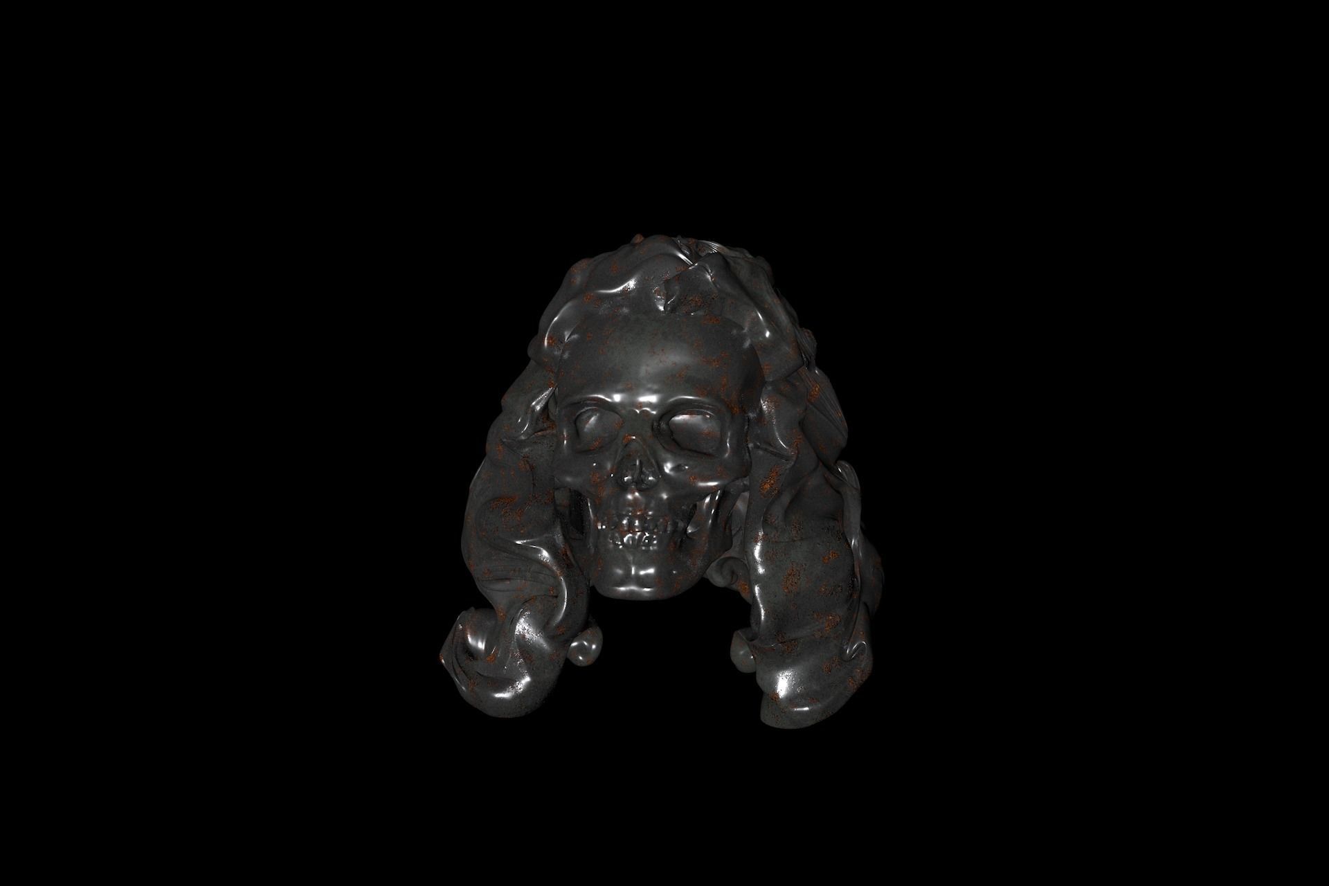 Hairy Skull sculpted model 3D model_7