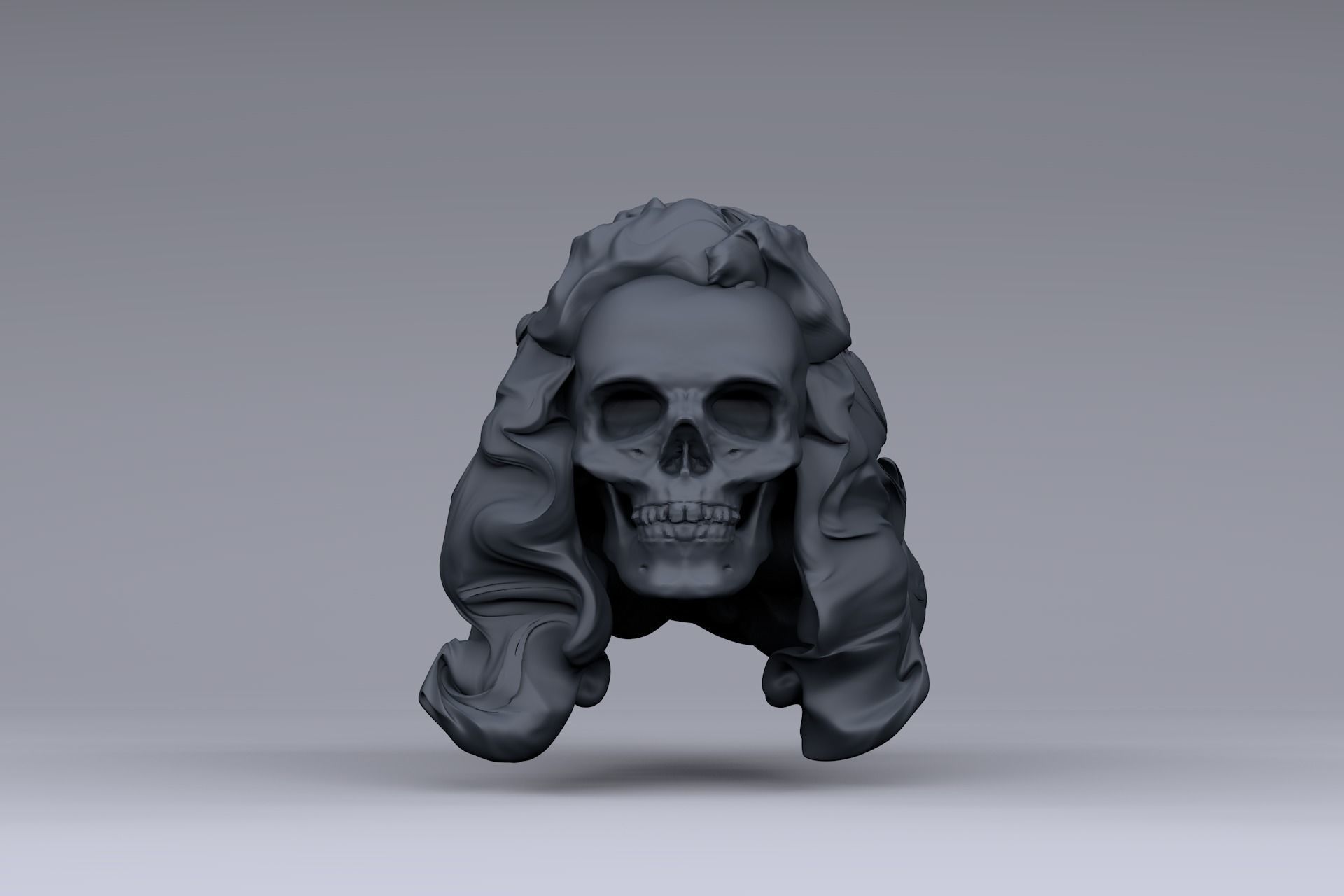 Hairy Skull sculpted model 3D model_3