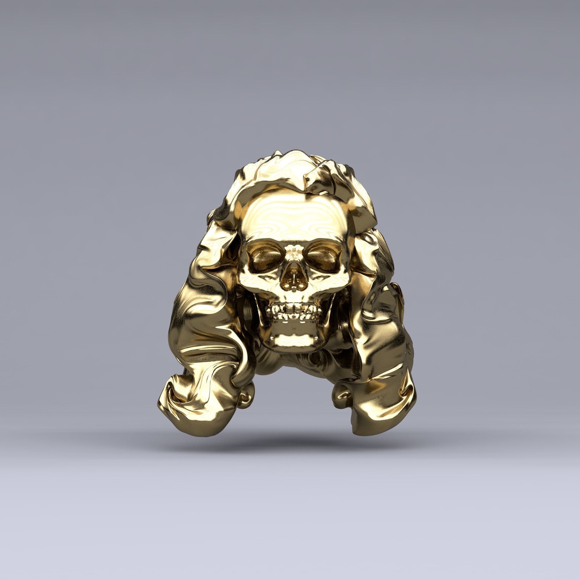 Hairy Skull sculpted model 3D model_4