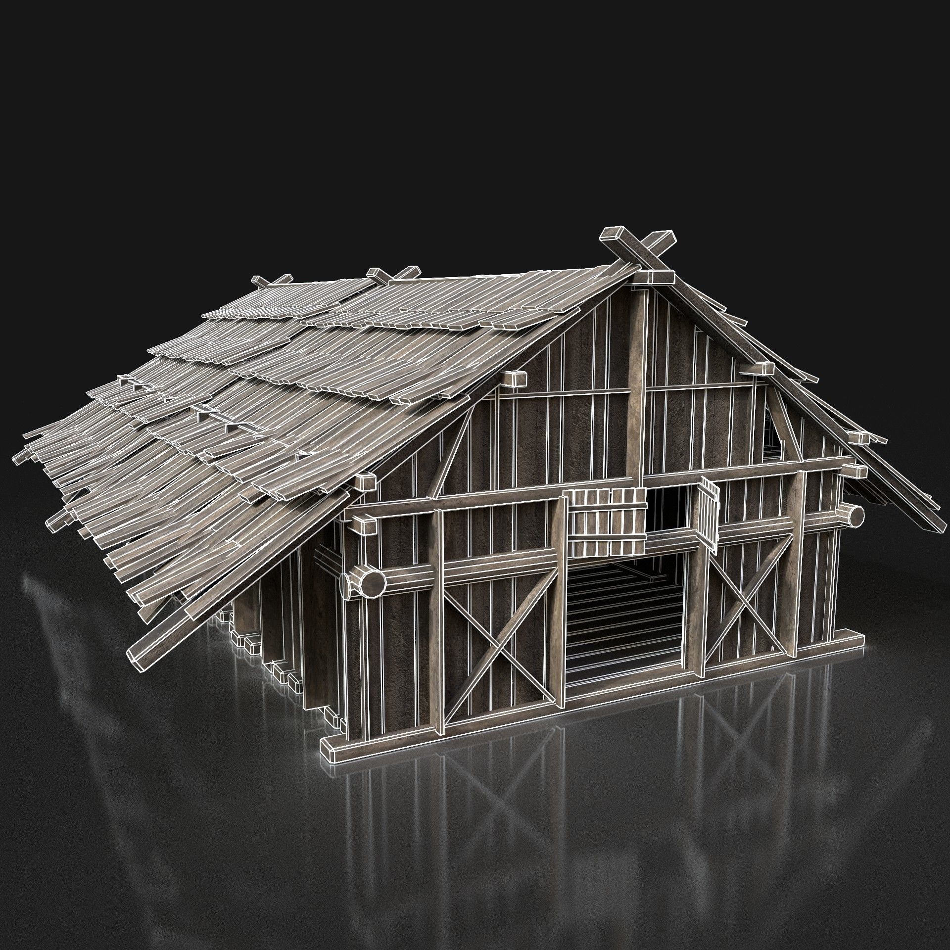 Viking Barn Cottage Hut Northern Fantasy Next Gen AAA Low-poly 3D model_4