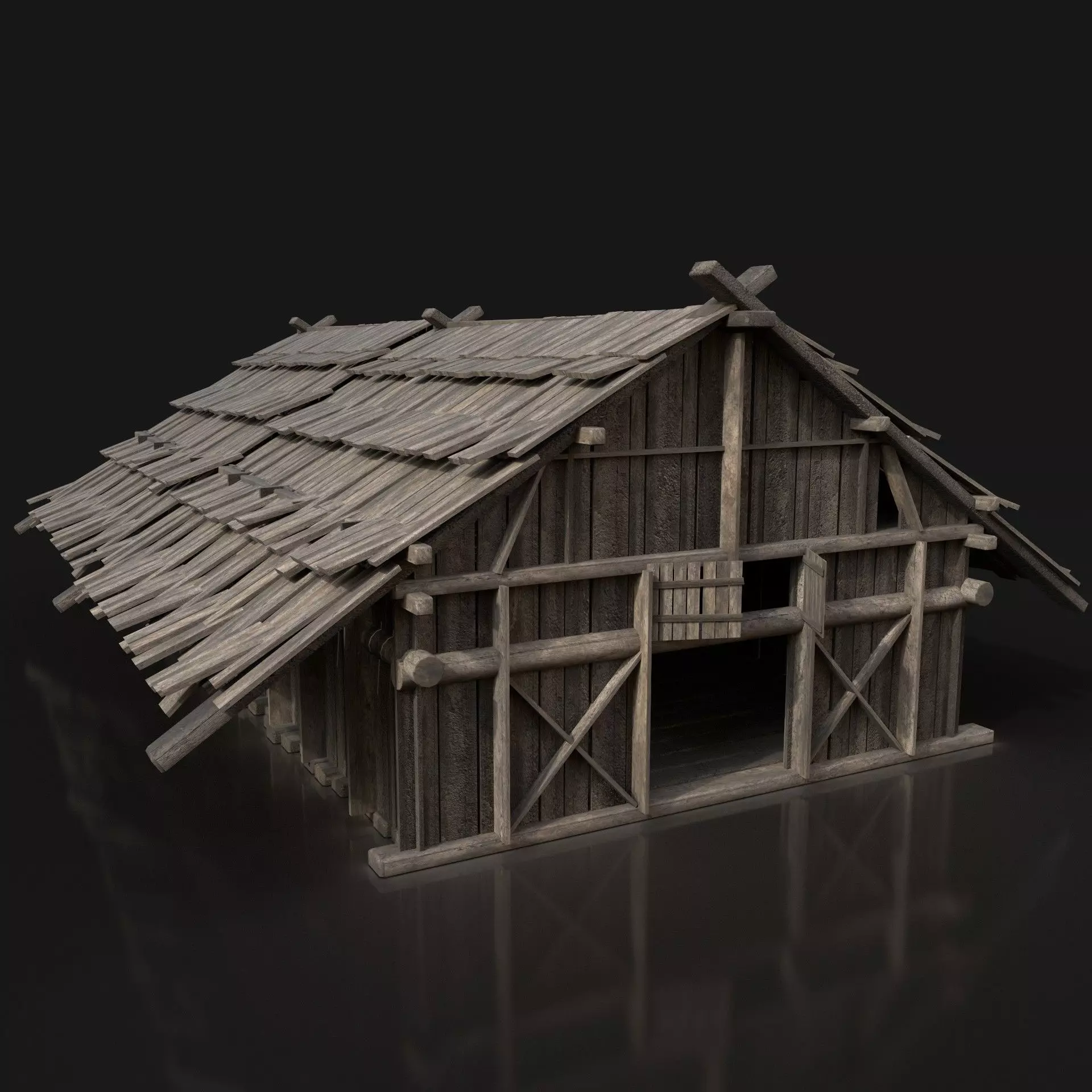 Viking Barn Cottage Hut Northern Fantasy Next Gen AAA Low-poly 3D model_0