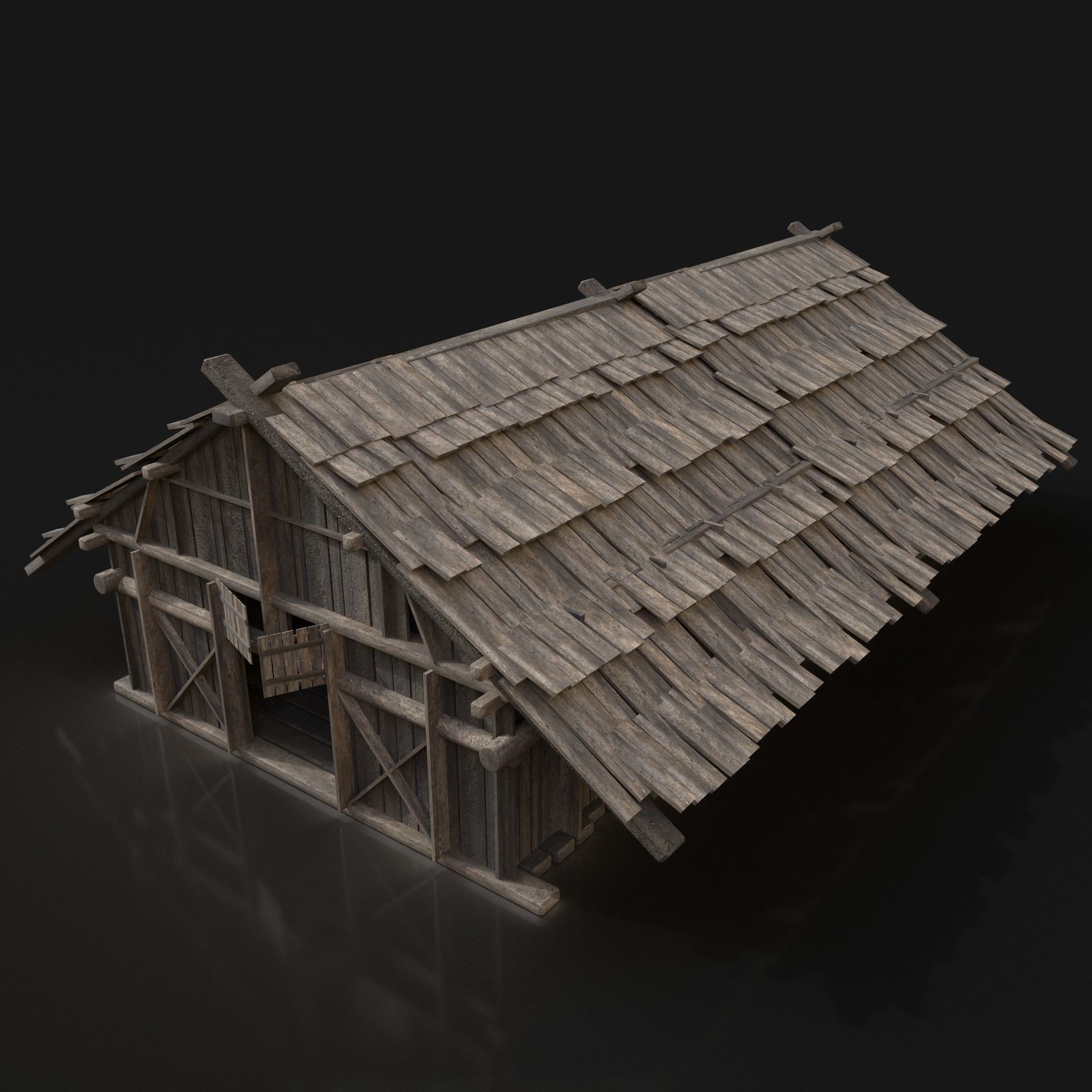 Viking Barn Cottage Hut Northern Fantasy Next Gen AAA Low-poly 3D model_1