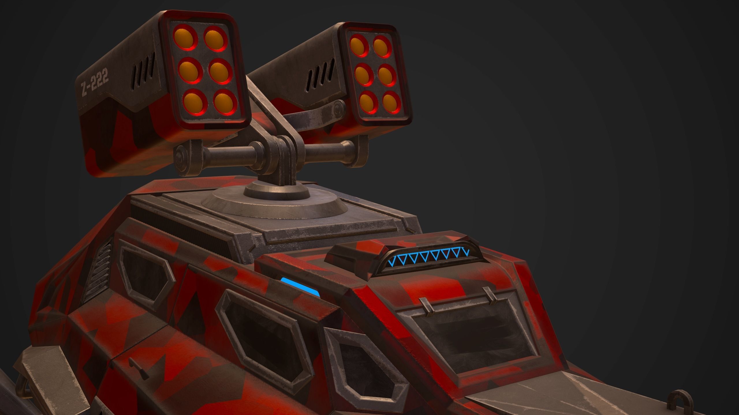 Sci-Fi Armored Military Rocket Launcher PBR Low-poly 3D model_11