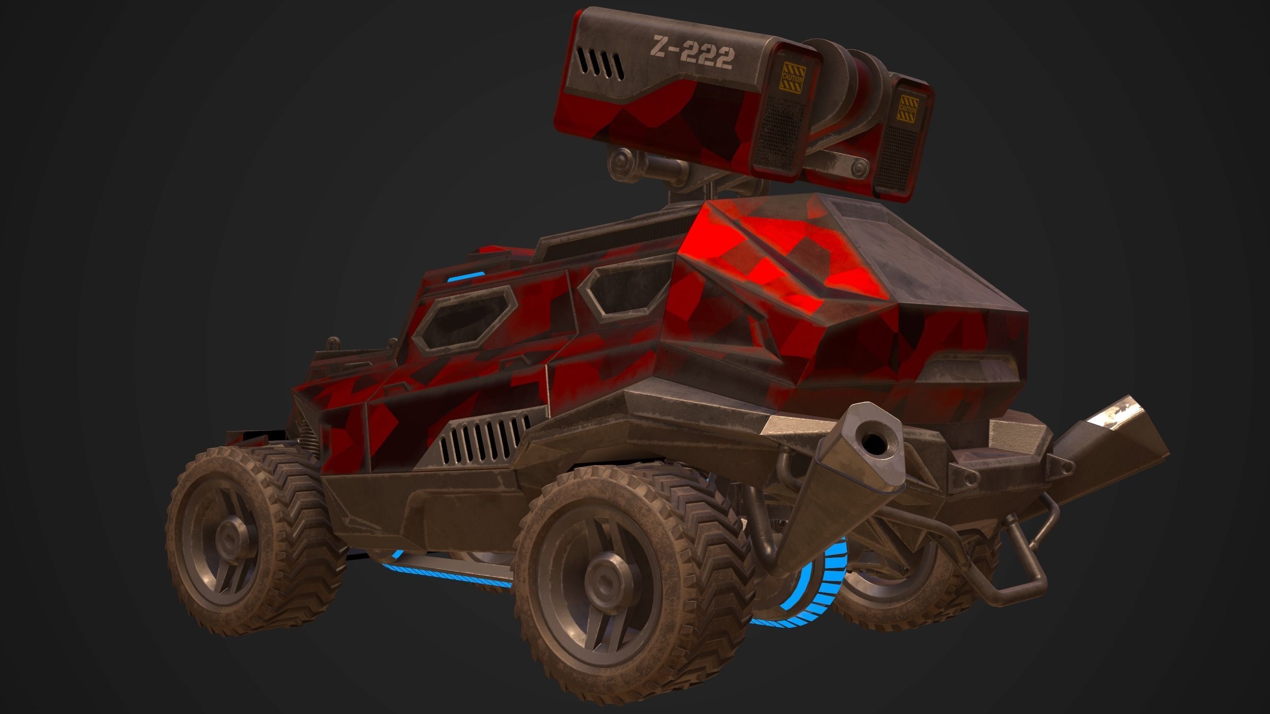 Sci-Fi Armored Military Rocket Launcher PBR Low-poly 3D model_5