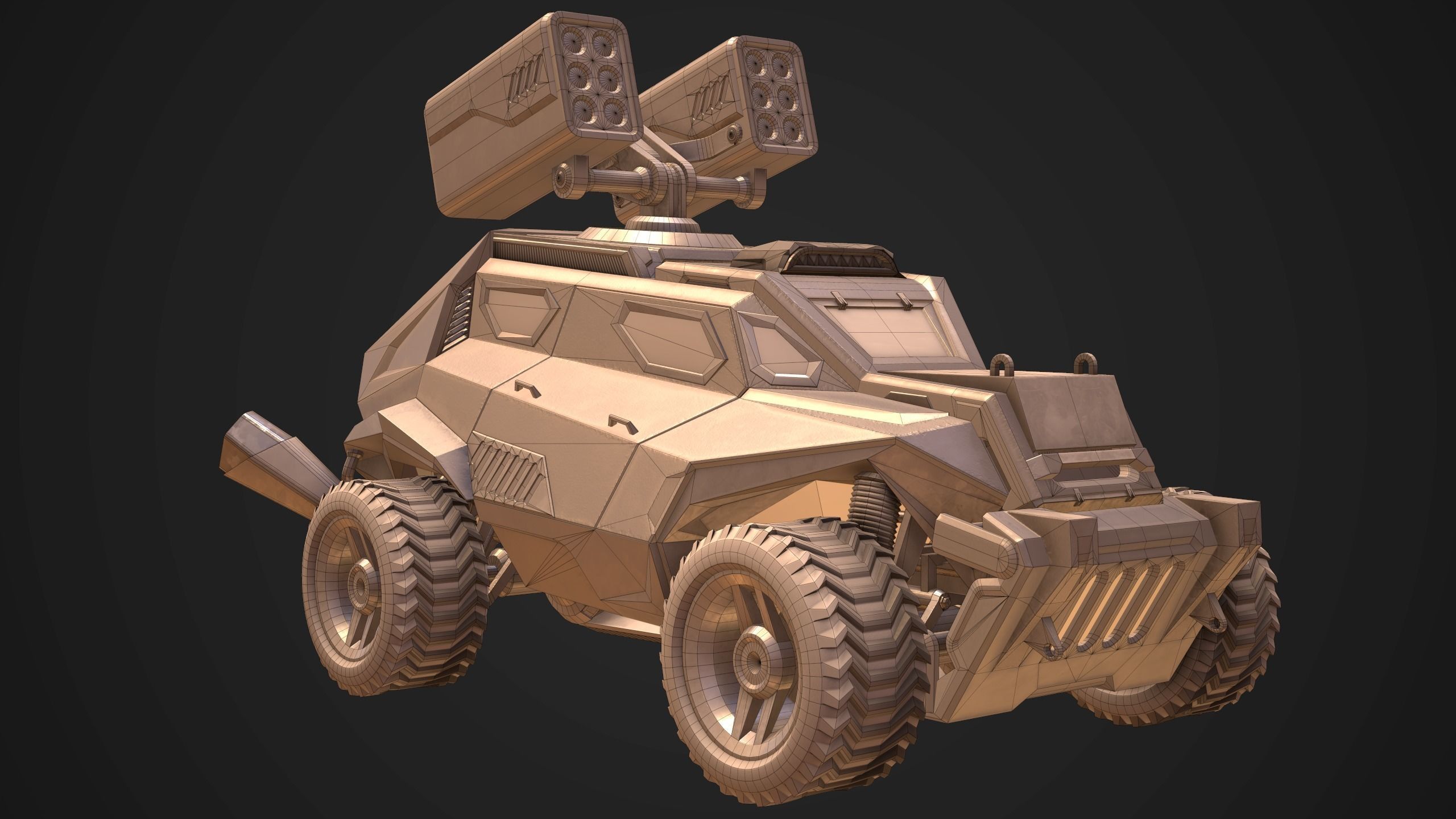 Sci-Fi Armored Military Rocket Launcher PBR Low-poly 3D model_9