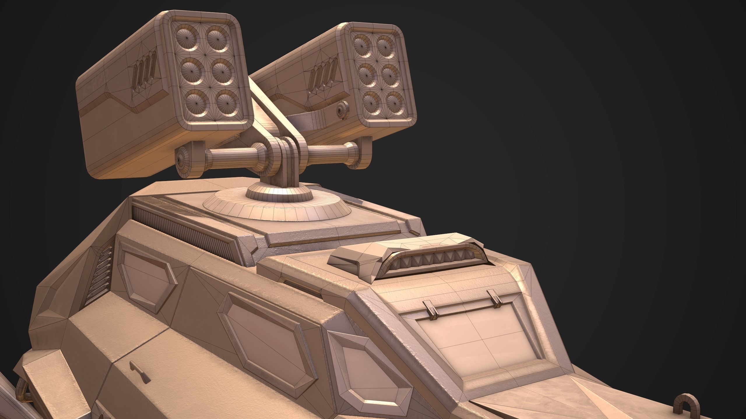 Sci-Fi Armored Military Rocket Launcher PBR Low-poly 3D model_12
