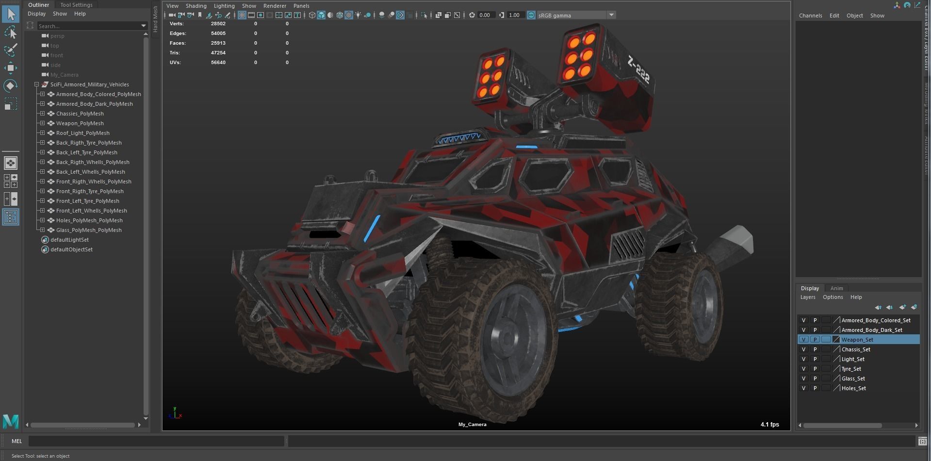 Sci-Fi Armored Military Rocket Launcher PBR Low-poly 3D model_38