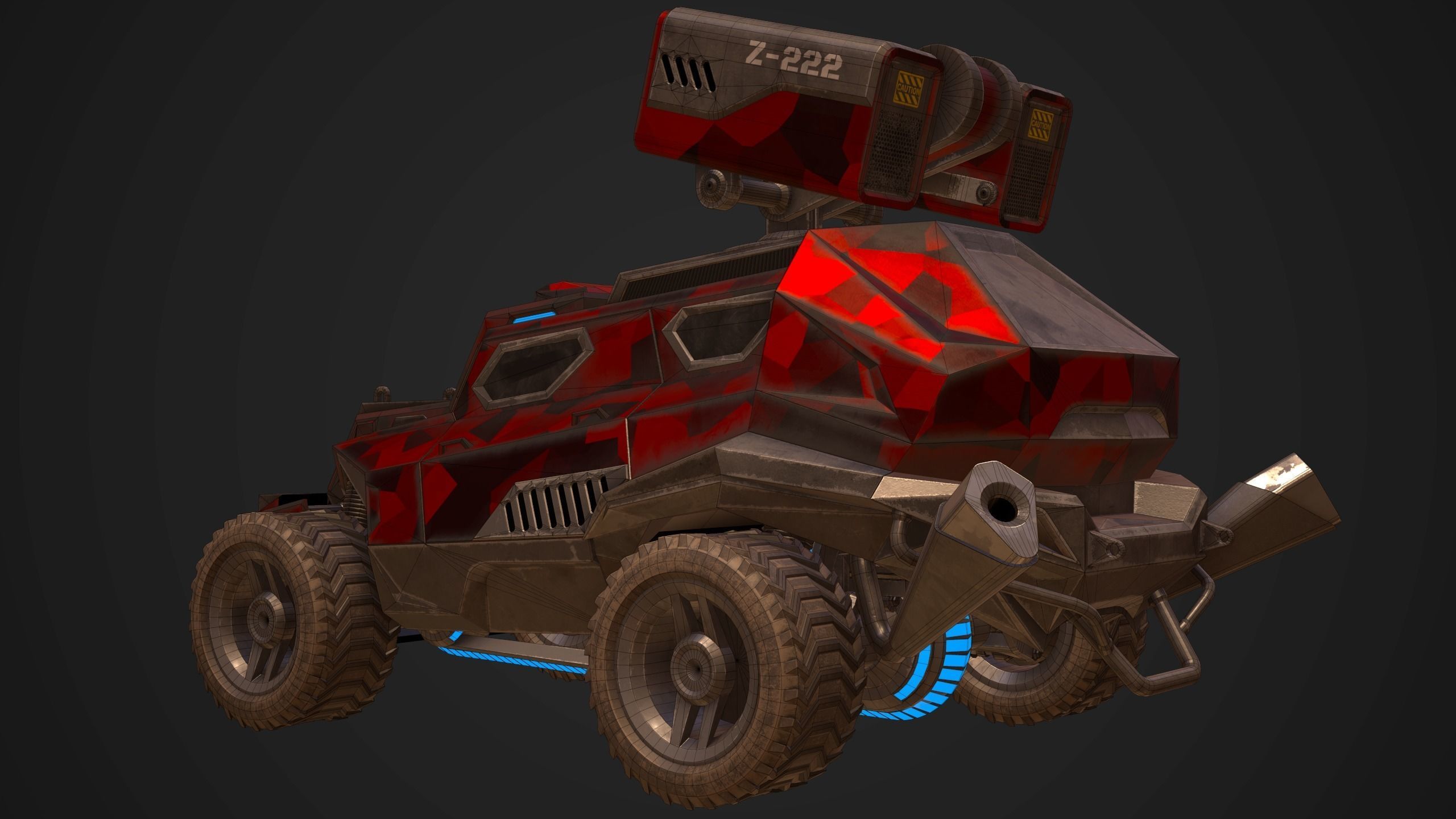 Sci-Fi Armored Military Rocket Launcher PBR Low-poly 3D model_7