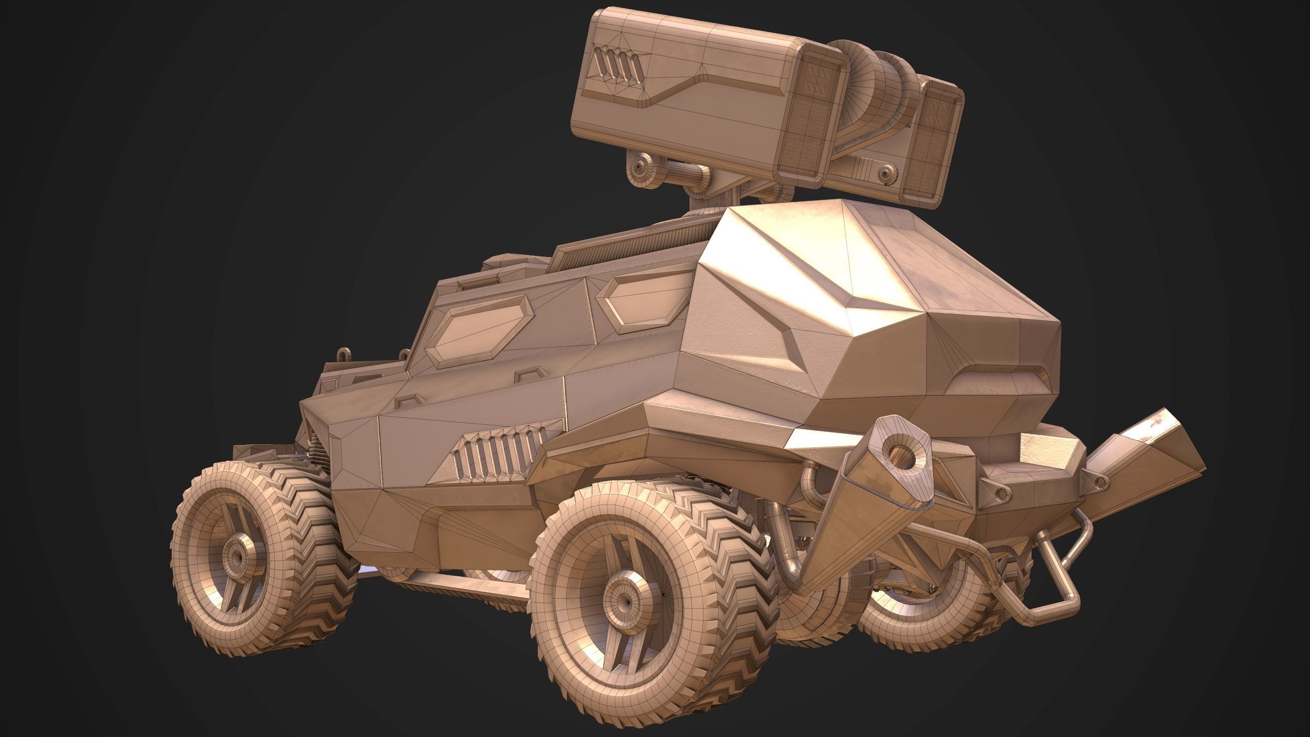 Sci-Fi Armored Military Rocket Launcher PBR Low-poly 3D model_6