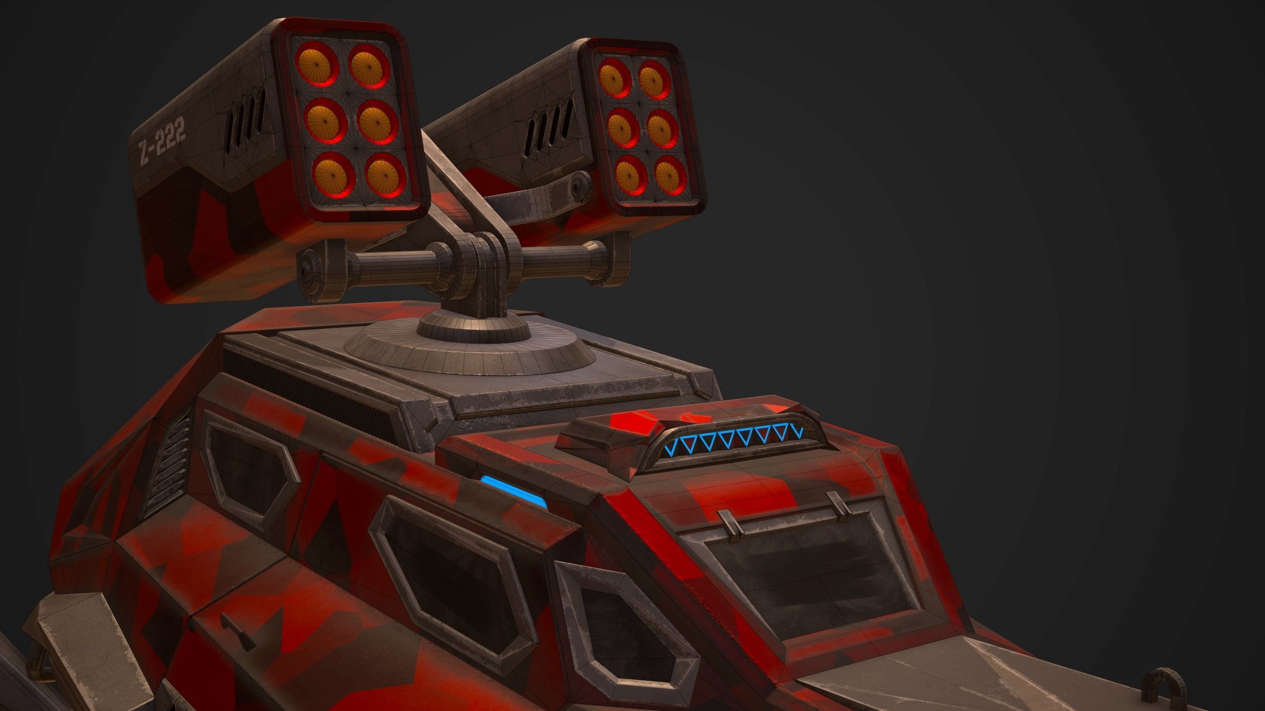 Sci-Fi Armored Military Rocket Launcher PBR Low-poly 3D model_13