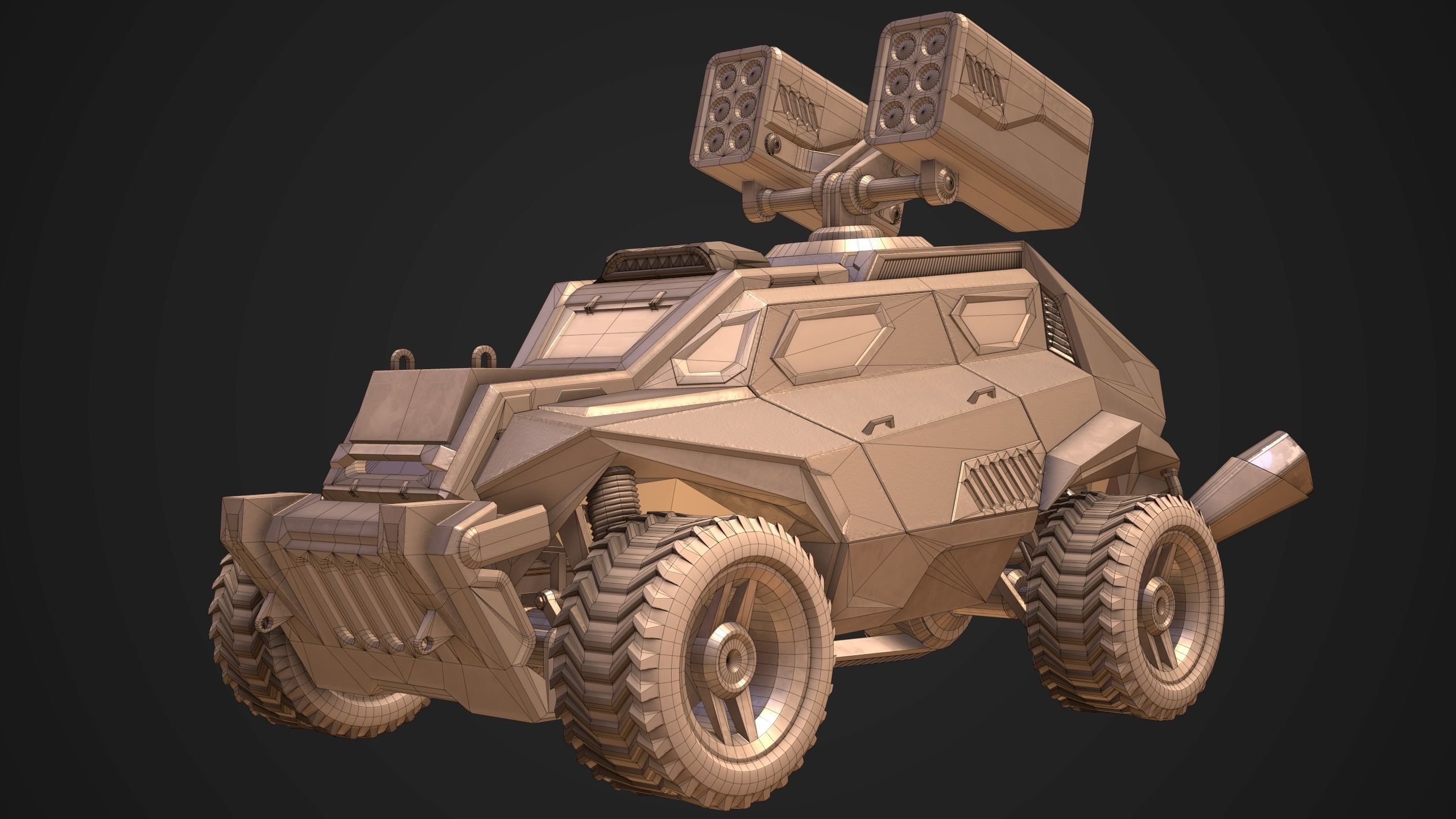 Sci-Fi Armored Military Rocket Launcher PBR Low-poly 3D model_3