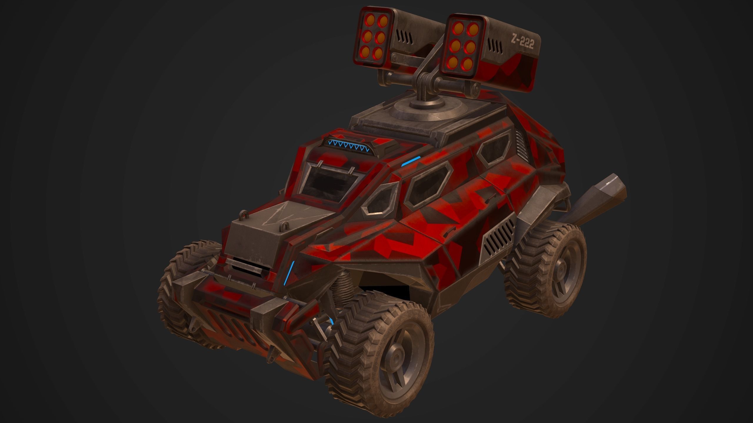 Sci-Fi Armored Military Rocket Launcher PBR Low-poly 3D model_14