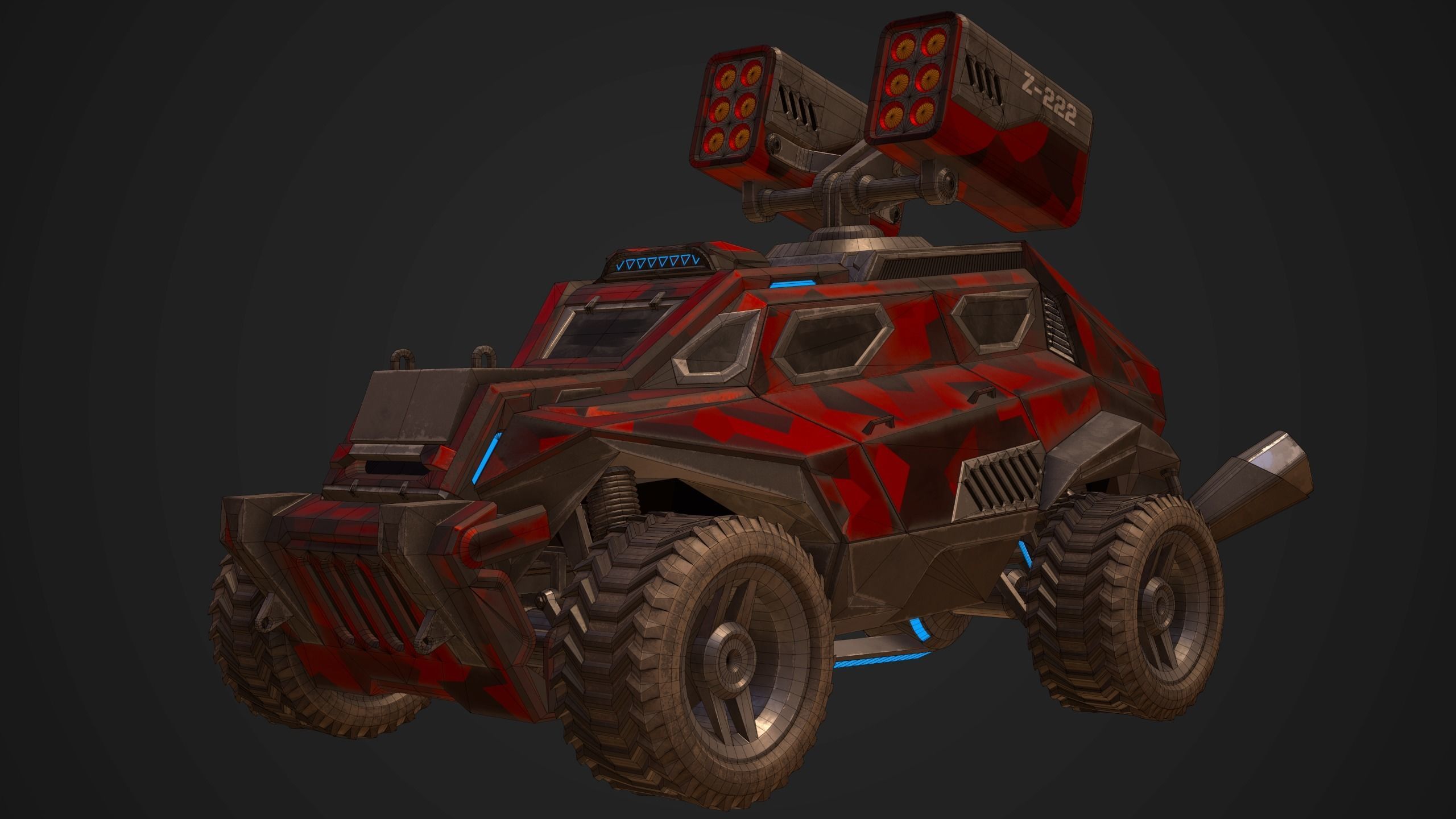 Sci-Fi Armored Military Rocket Launcher PBR Low-poly 3D model_4