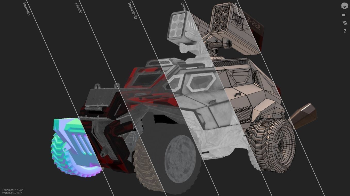 Sci-Fi Armored Military Rocket Launcher PBR Low-poly 3D model_40